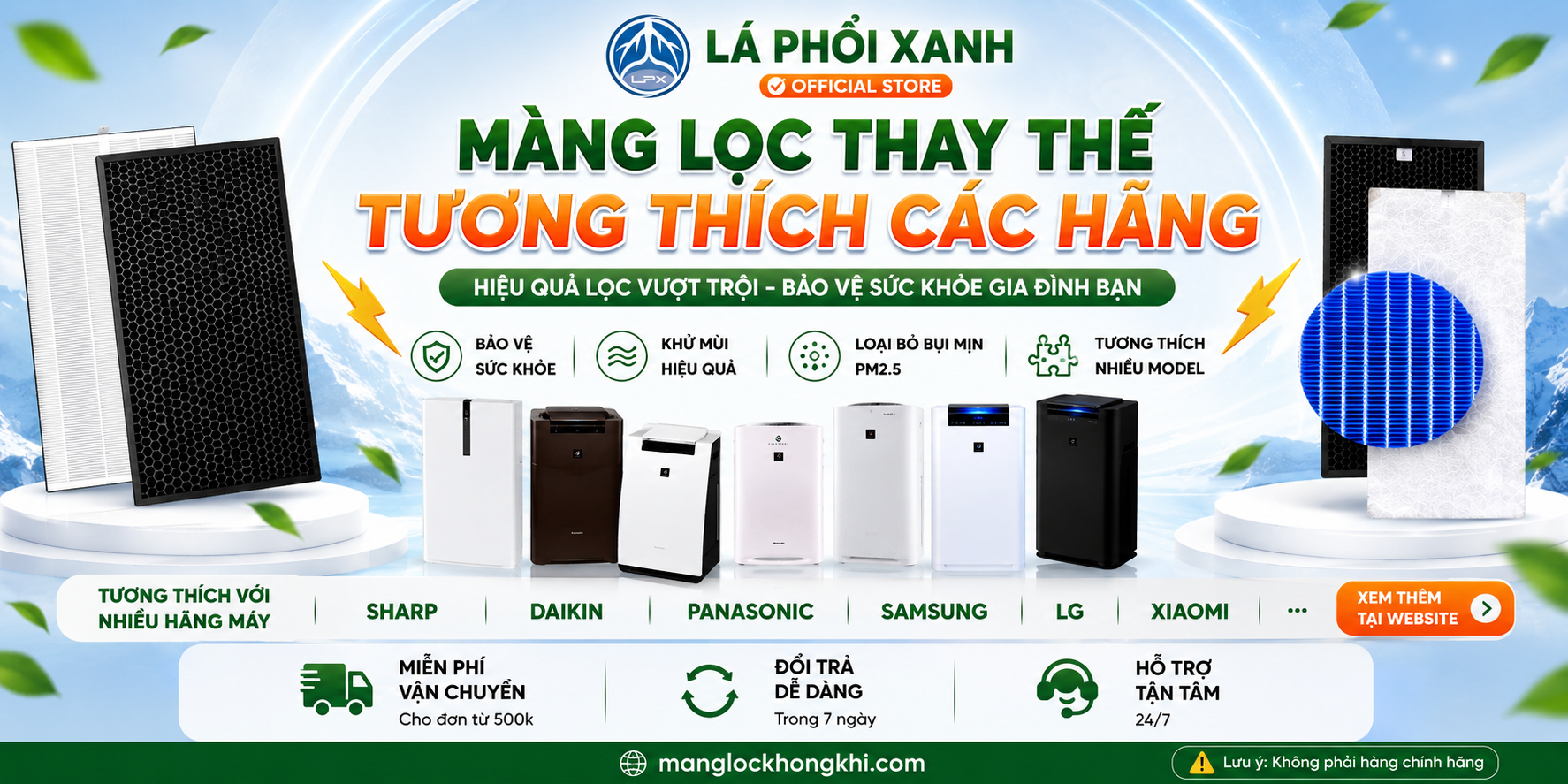 Màng lọc thay thế tương thích Samsung Daikin Panasonic Philips Xiaomi Levoit
