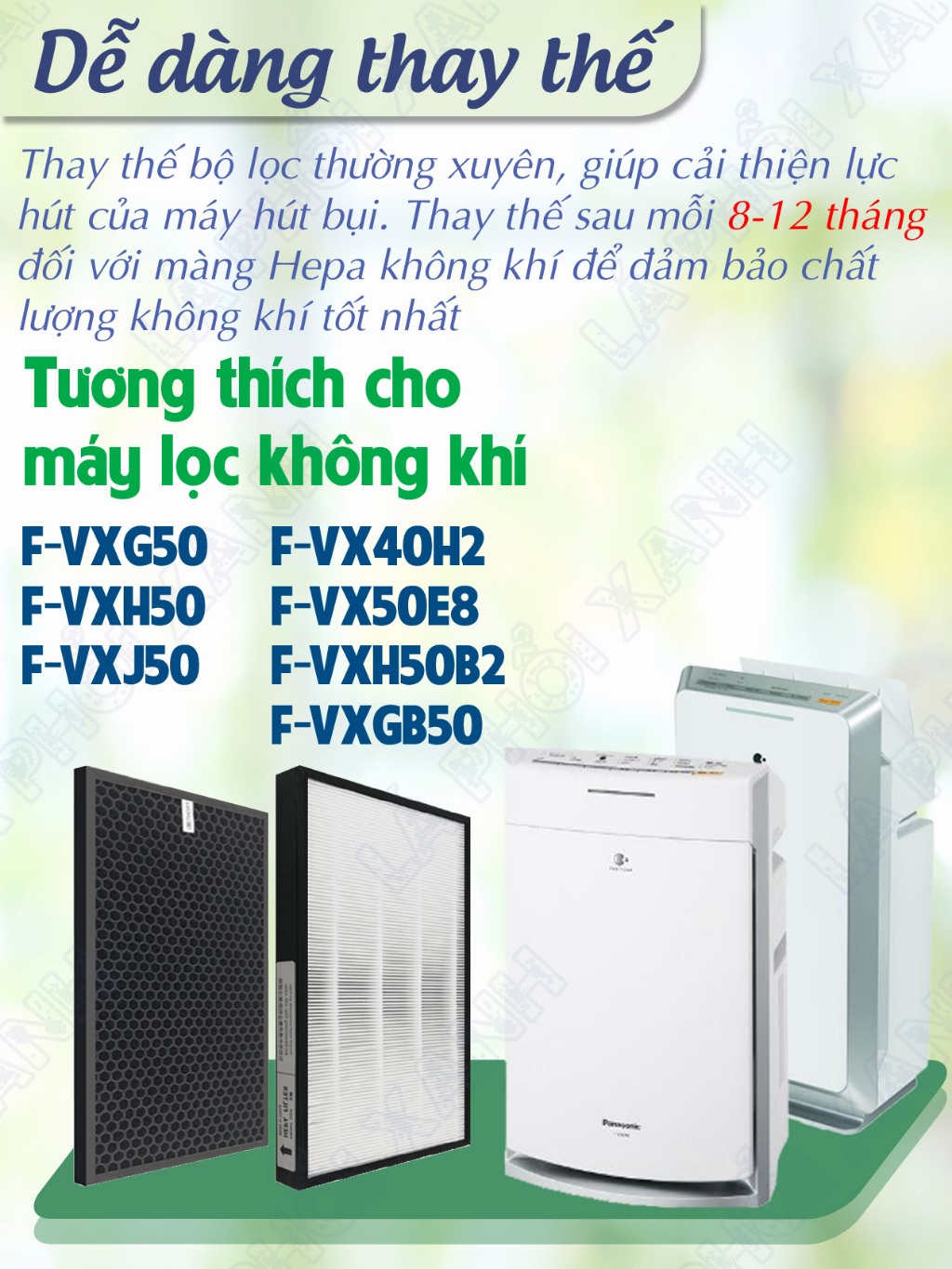 Màng lọc tương thích máy Panasonic F-VXG50 | F-VX40H2 | F-VX50E8 | F-VXH50 | F-VXJ50 | F-VXGB50 | F-VXH50B2 - Ảnh 5