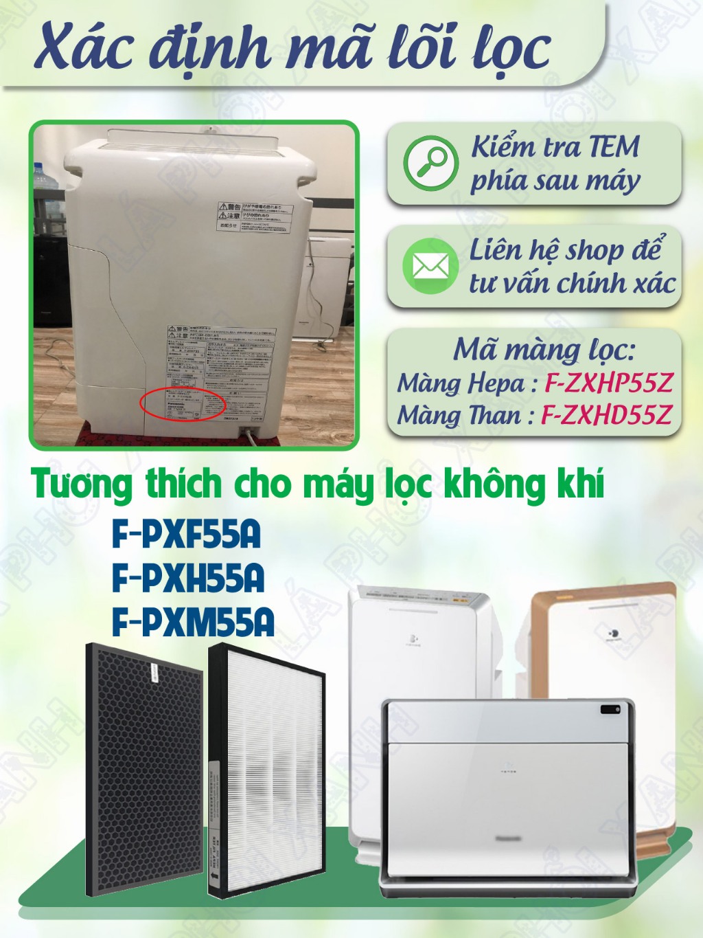 Màng lọc tương thích máy Panasonic F-PXF55A, F-PXH55A, F-PXM55A - Lõi lọc không khí - Tấm lọc không khí chất lượng - Ảnh 2