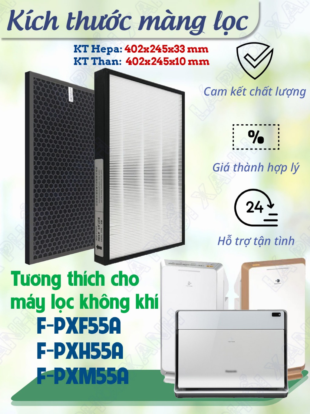 Màng lọc tương thích máy Panasonic F-PXF55A, F-PXH55A, F-PXM55A - Lõi lọc không khí - Tấm lọc không khí chất lượng - Ảnh 3