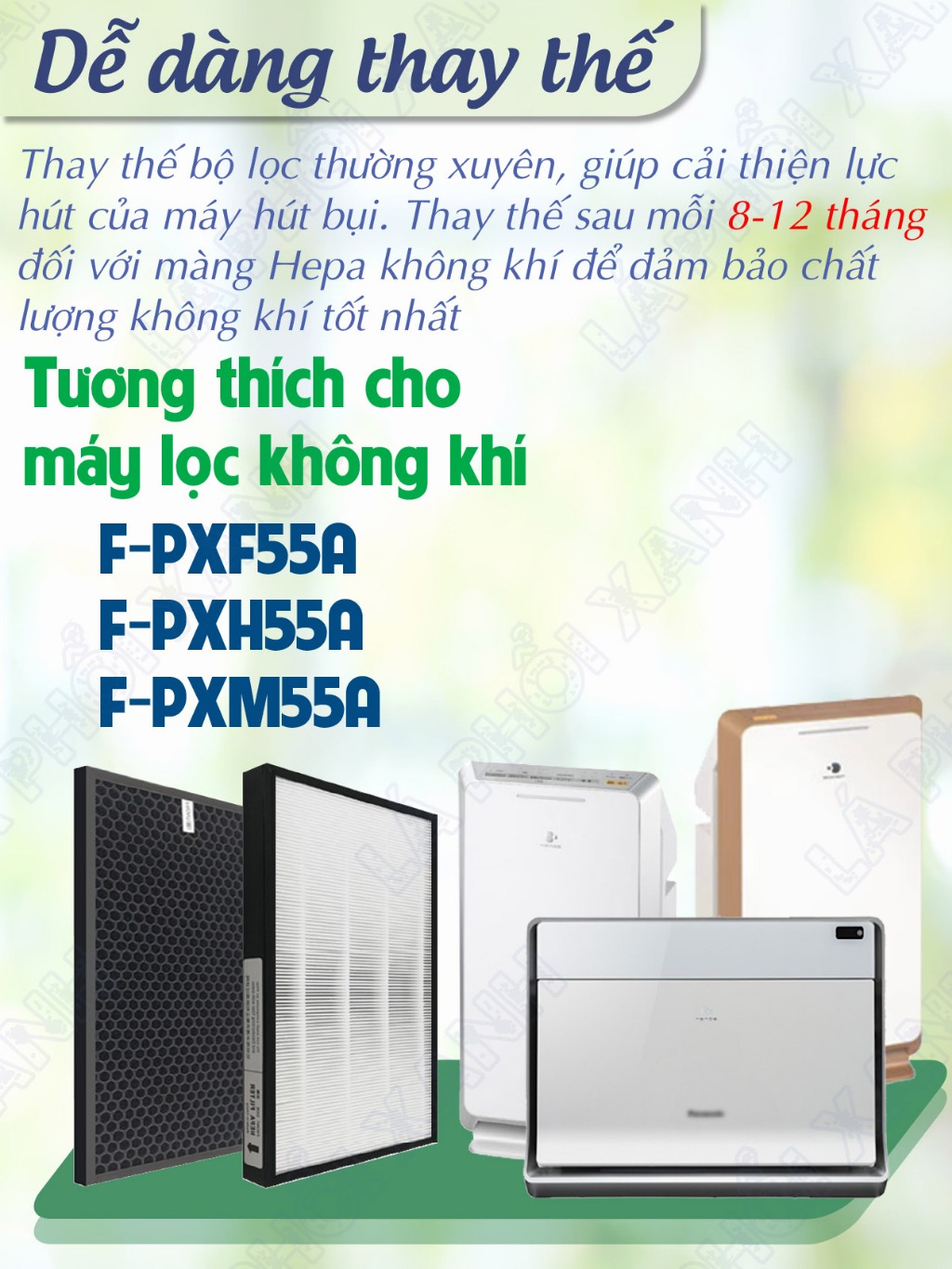 Màng lọc tương thích máy Panasonic F-PXF55A, F-PXH55A, F-PXM55A - Lõi lọc không khí - Tấm lọc không khí chất lượng - Ảnh 5
