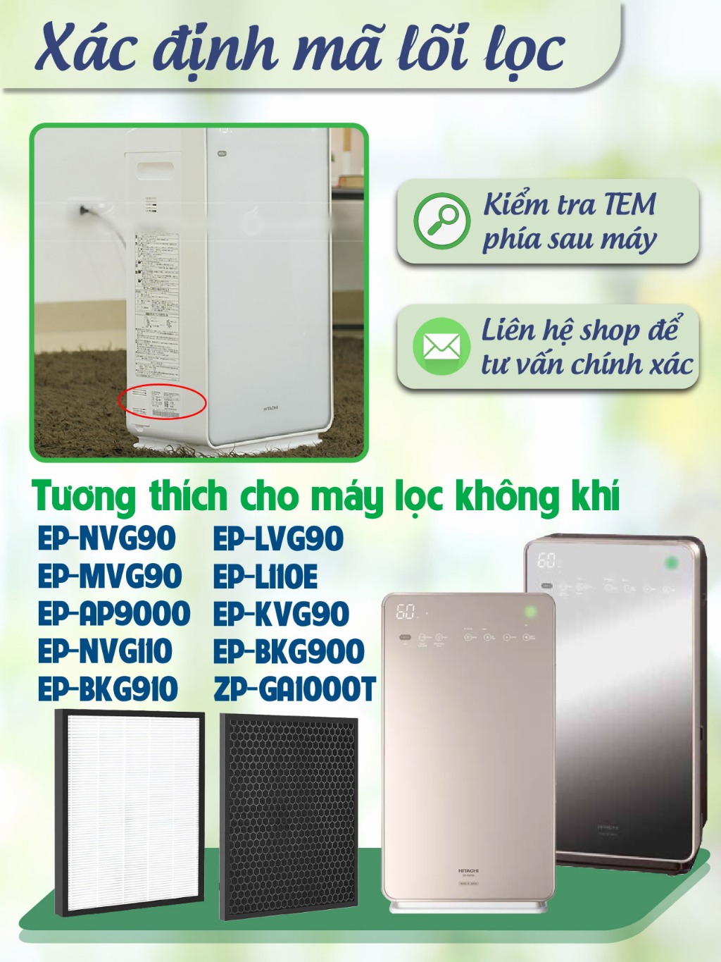 Màng lọc tương thích máy HITACHI EP-LVG90 | EP-MVG90 | EP-NVG90 | EP-KVG900 | EP-A9000 | EP-L110E | EP-NVG110 EP-BKG900 - Ảnh 2