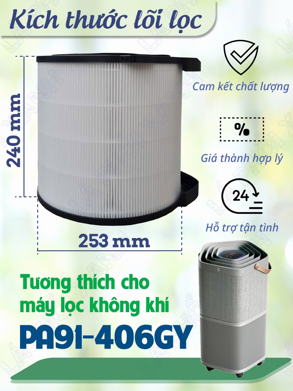 Lõi lọc tương thich máy Electrolux PA91-406GY - Lõi lọc không khí PA91-406GY - Tấm lọc không khí - Ảnh 3