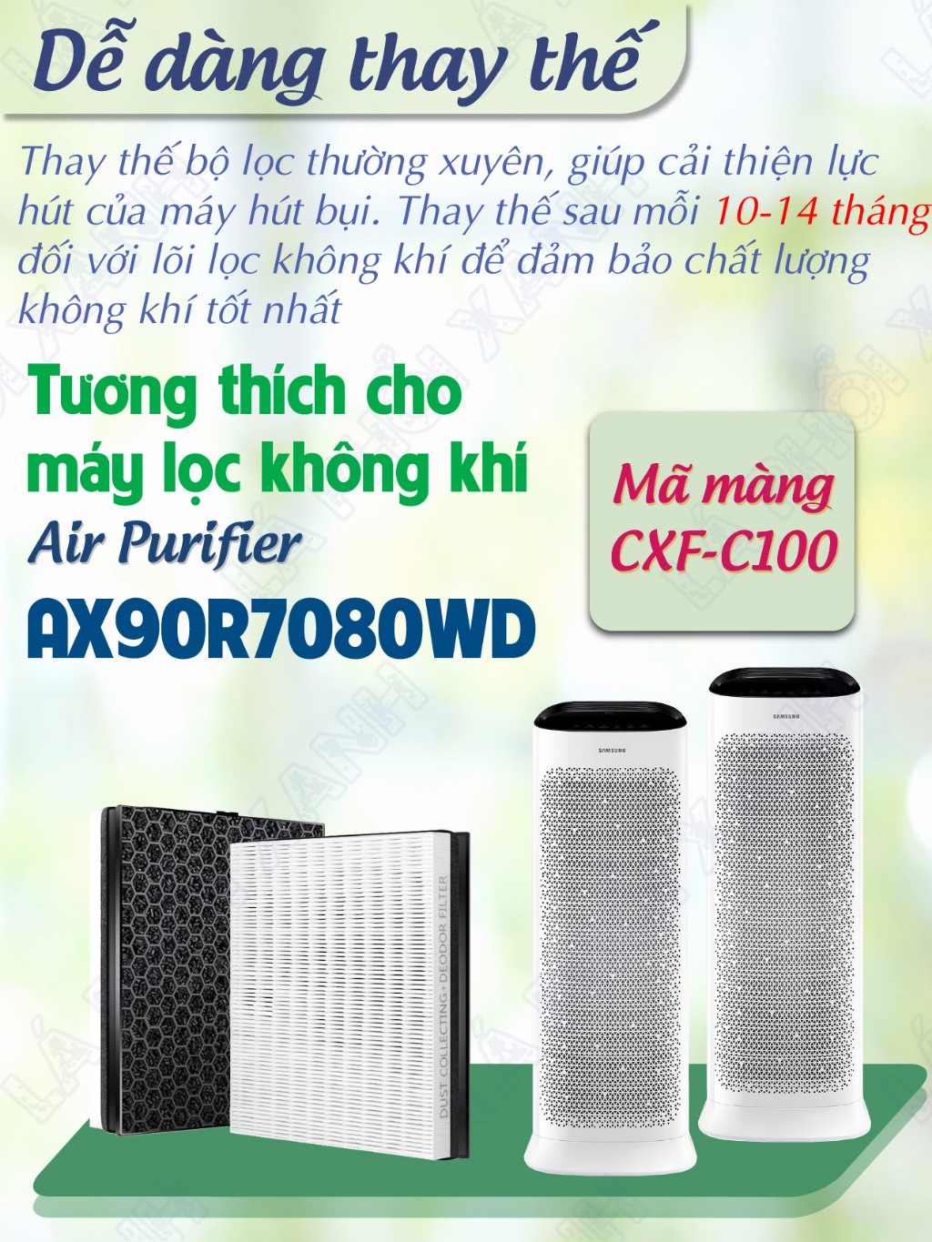 Màng lọc tương thích máy Samsung AX90R7080WD - Bộ lọc không khí CXF-C100 chất lượng cho máy lọc - Ảnh 5