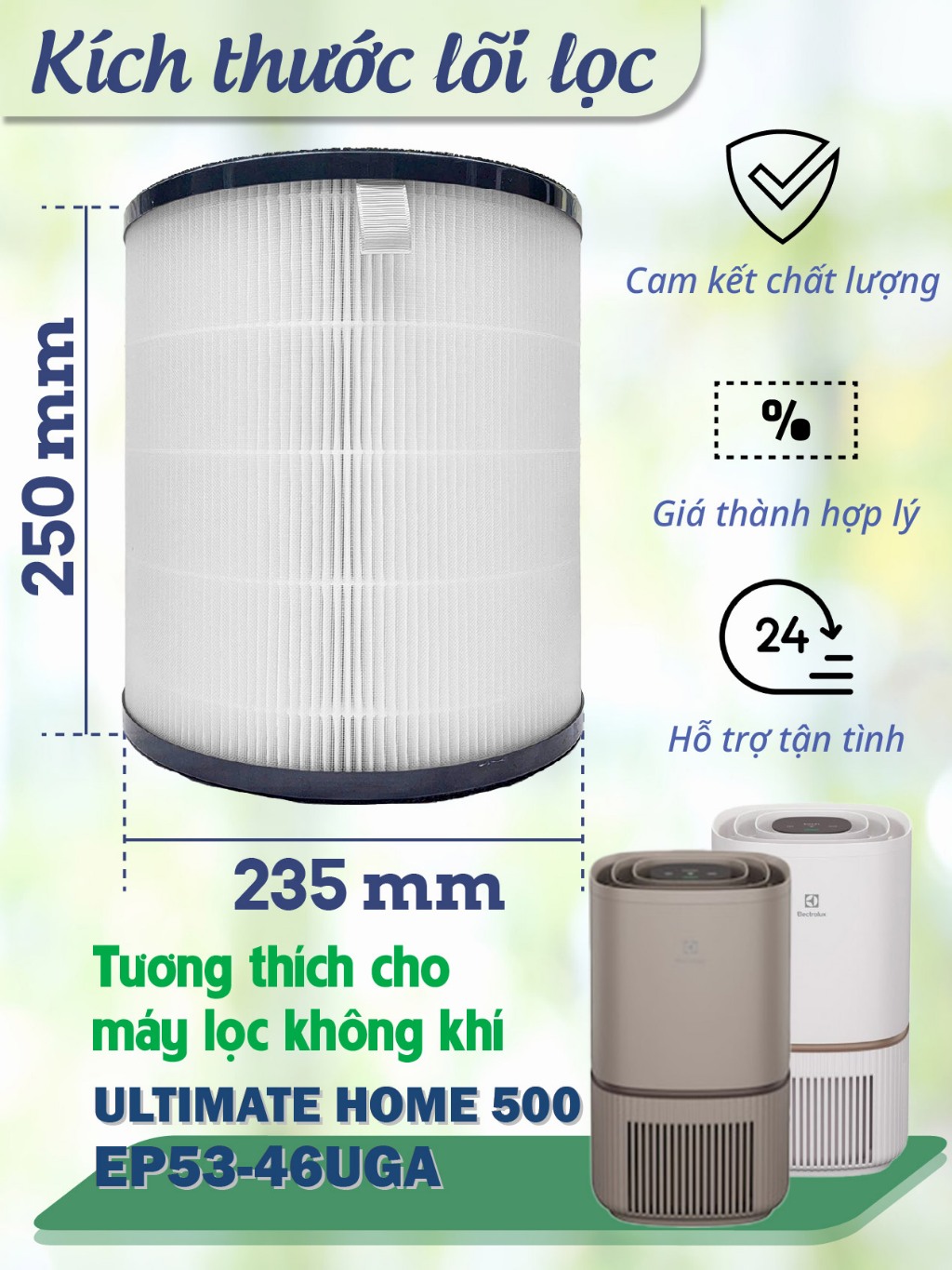 Lõi lọc tương thích máy Electrolux EP53-46UGA - Lõi lọc không khí cho máy lọc không khí EP53-46UGA - Ảnh 3