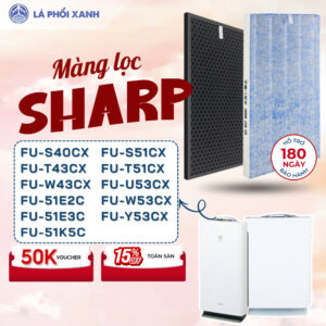 Màng lọc không khí Sharp FU-S40CX FU-T43CX FU-W43CX FU-51E2C FU-51E3C FU-51K5C FU-S51CX FU-T51CX FU-U53CX FU-W53CX