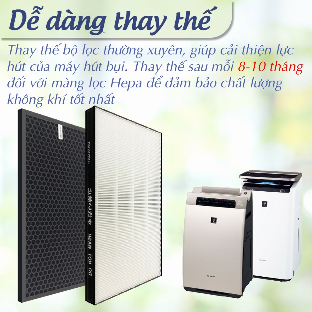 Màng lọc tương thích máy Sharp KI-EX100 KI-FX100 KI-GX100 KI-HP100 KI-JP100 KI-LP100 KI-NP100 KI-PX100 KI-WF100 - Ảnh 6