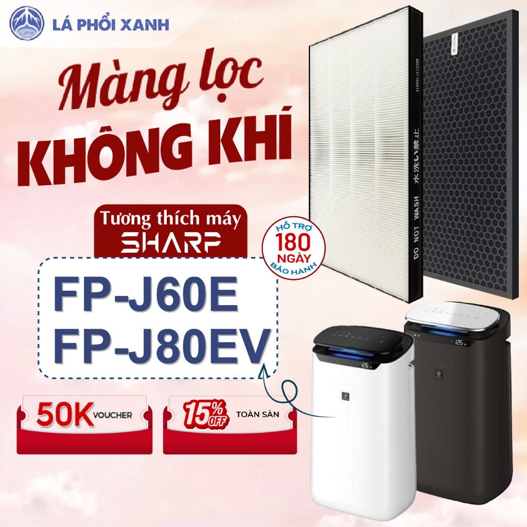Màng lọc tương thích cho máy sharp FP-J60E-W FP-J80EV-H, Màng lọc hepa - Tấm lọc không khí