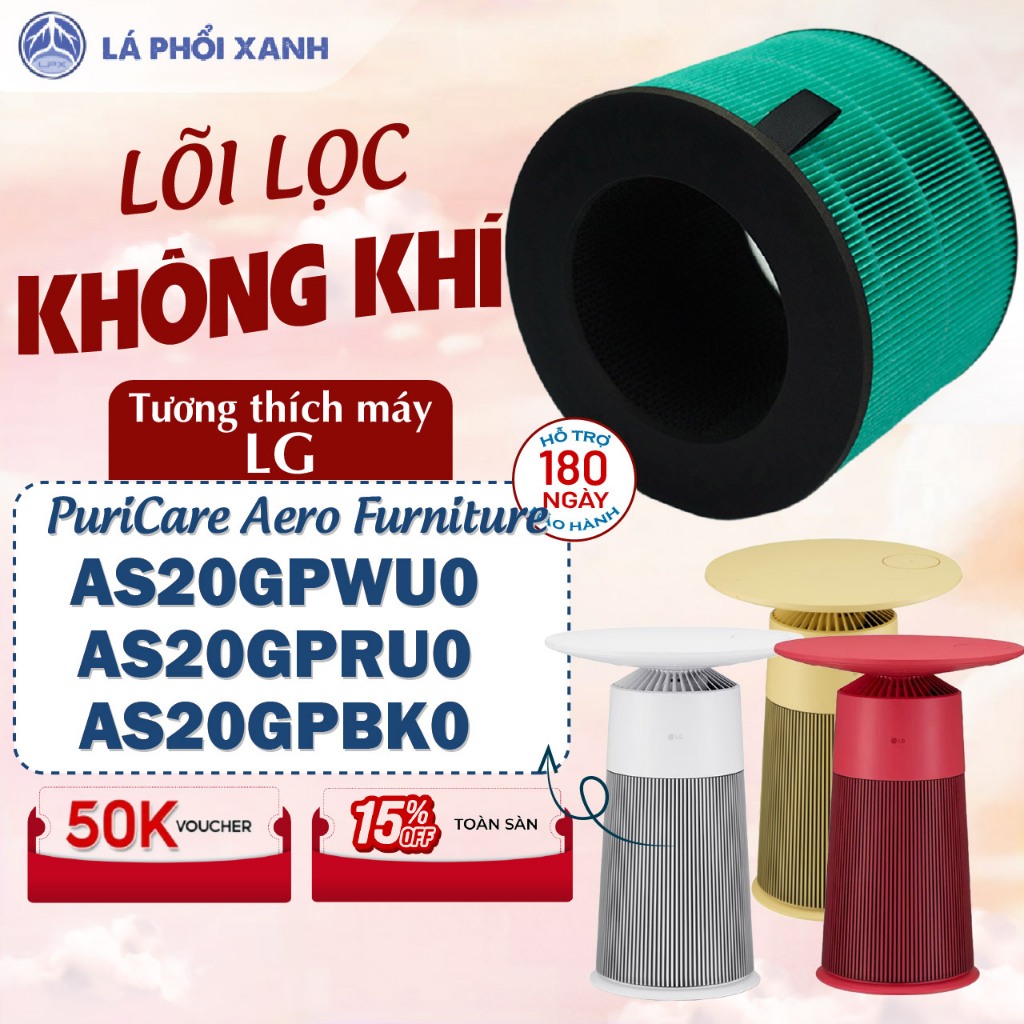 Lõi lọc tương thích máy LG PuriCare Aero Furniture, AS20GPWU0, AS20GPRU0, AS20GPBK0-Lõi lọc không khí thay thế AERO Seri