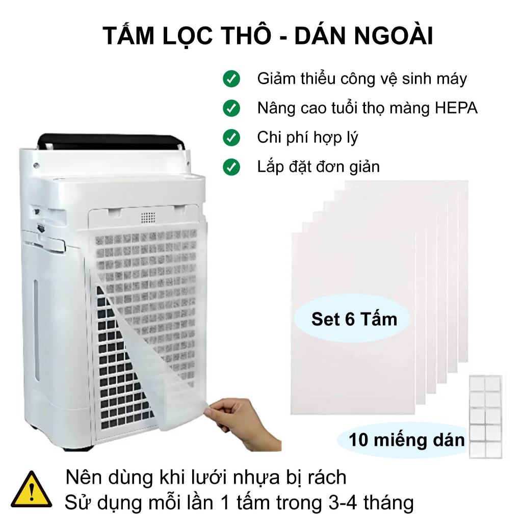 Màng lọc tương thích cho máy sharp FP-J60E-W FP-J80EV-H, Màng lọc hepa - Tấm lọc không khí - Ảnh 8