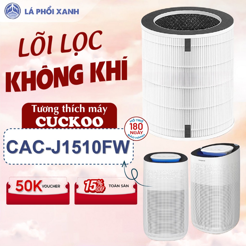 Lõi Lọc Không Khí tương thích máy lọc CUCKOO CAC-J1510FW, Lõi Lọc Đa Năng 3IN1 Loại Bỏ Bụi Mịn, Chất Gây Dị Ứng
