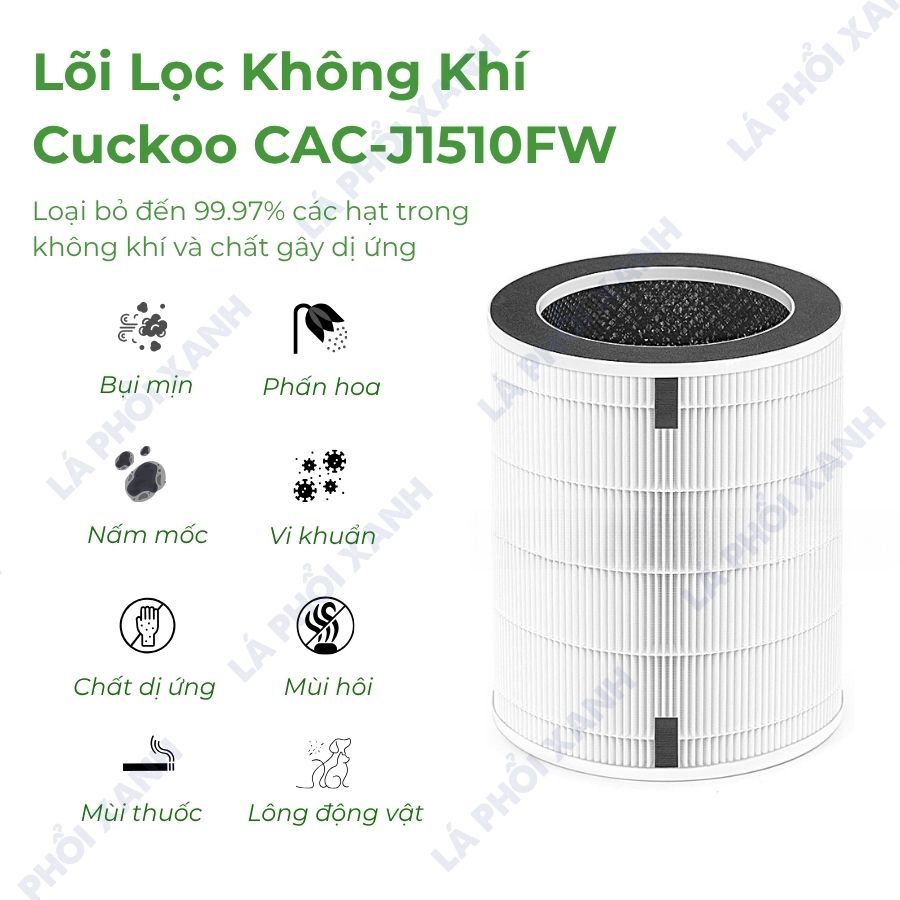 Lõi Lọc Không Khí tương thích máy lọc CUCKOO CAC-J1510FW, Lõi Lọc Đa Năng 3IN1 Loại Bỏ Bụi Mịn, Chất Gây Dị Ứng - Ảnh 3