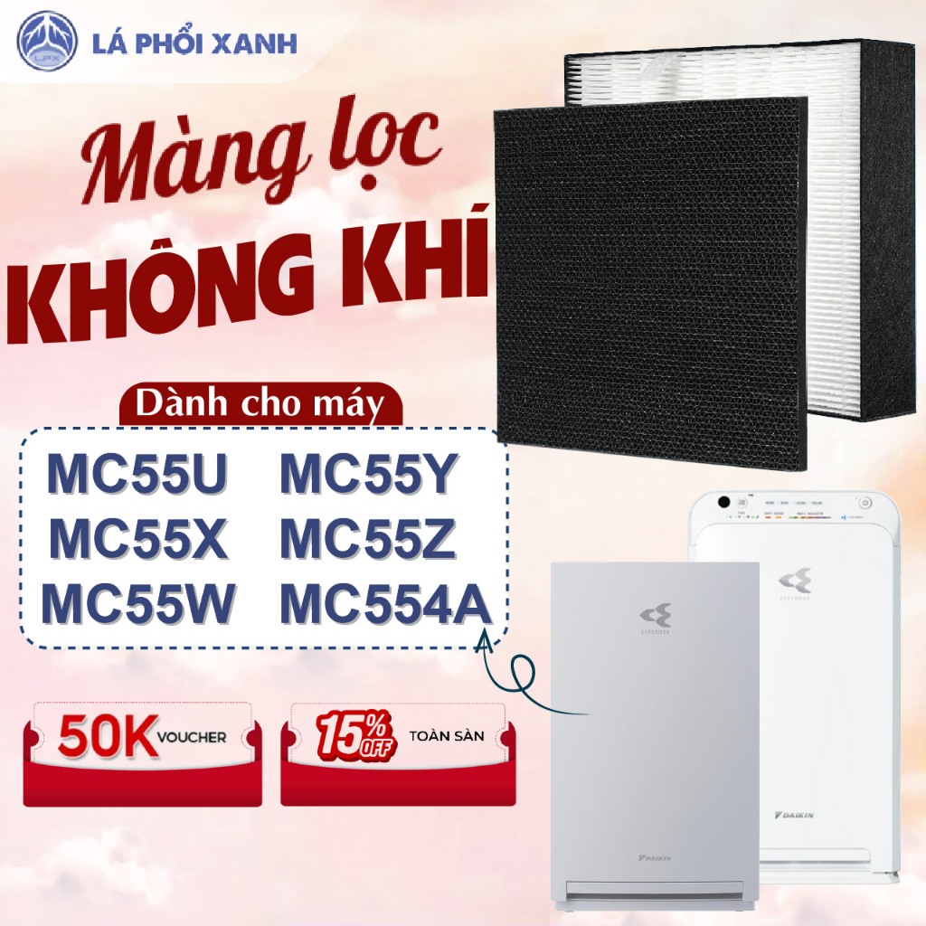 Màng lọc tương thích máy Daikin MC55U MC55X MC55W MC55Y MC55Z MC554A - Màng lọc Hepa, màng than chất lượng
