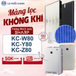 Màng lọc tương thích cho máy sharp KC-W80 Y80 Z80, Màng lọc Hepa, Màng lọc than hoạt tính, Màng bù ẩm