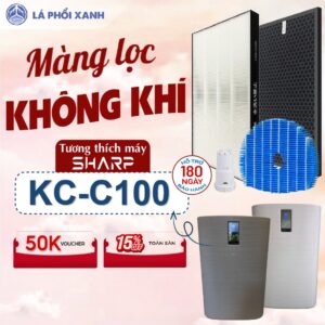 Màng lọc tương thích máy Sharp KC-C100 - Màng lọc hepa Sharp KC-C100 - Lõi tạo ion Ag+, màng lọc thô Sharp
