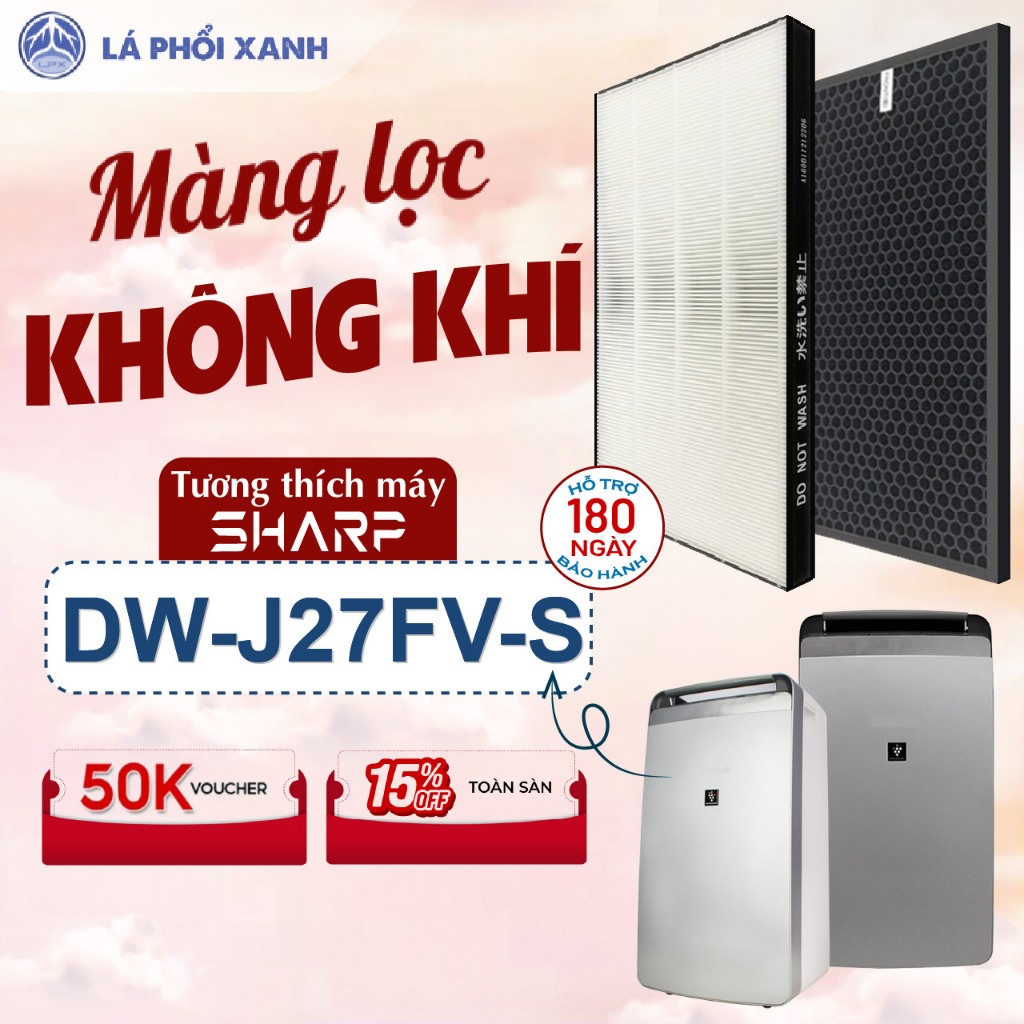 Màng lọc tương thích cho Sharp DW-J27FV - Phụ kiện màng lọc bụi, màng than hoạt tính thay thế cho máy lọc không khí