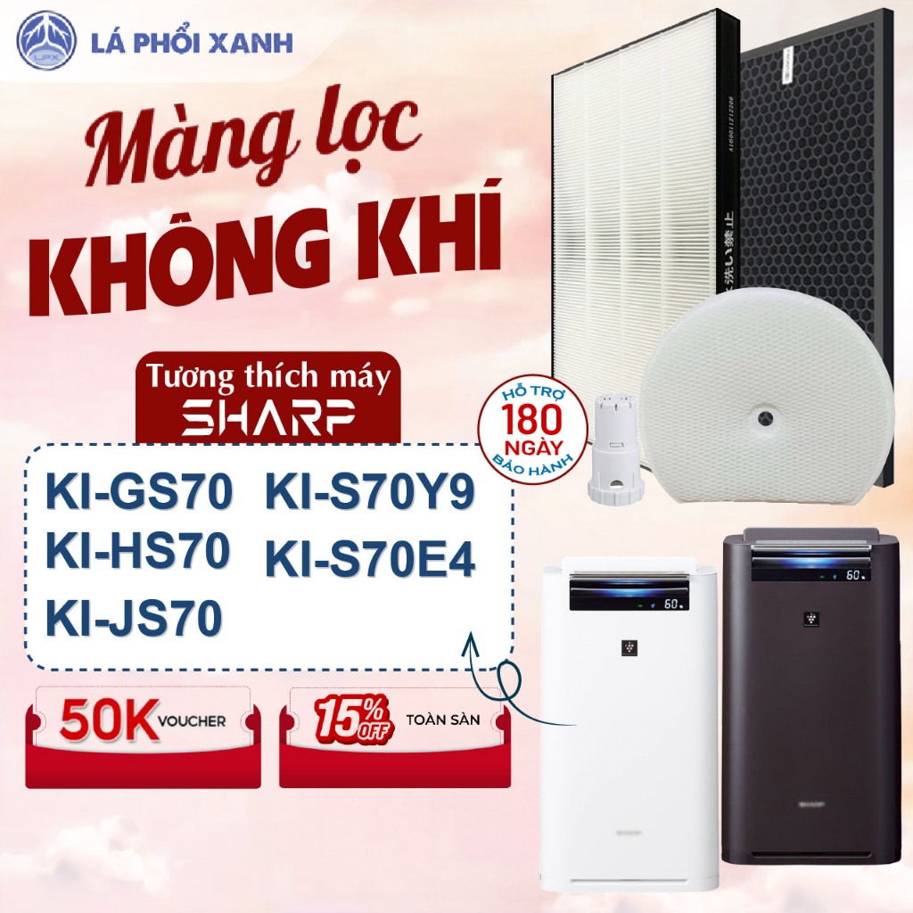 Màng lọc tương thích cho máy sharp KI-GS70 HS70 JS70 S70Y, Lõi tạo ion AG+, màng lọc thô, màng Hepa và Màng than