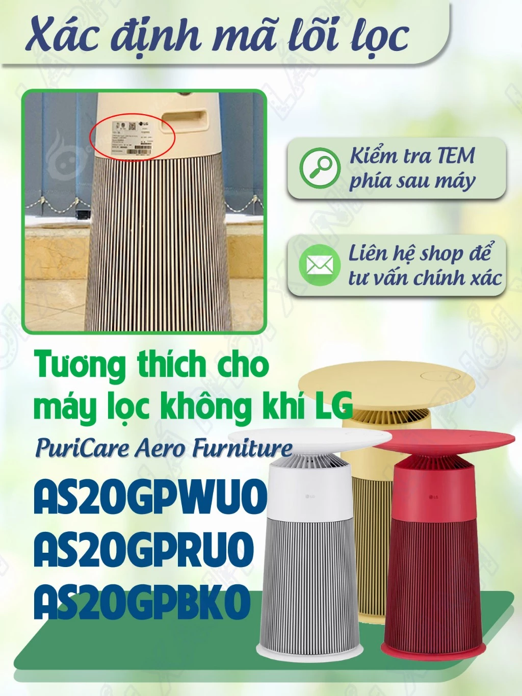 Lõi lọc tương thích máy LG PuriCare Aero Furniture, AS20GPWU0, AS20GPRU0, AS20GPBK0-Lõi lọc không khí thay thế AERO Seri - Ảnh 2