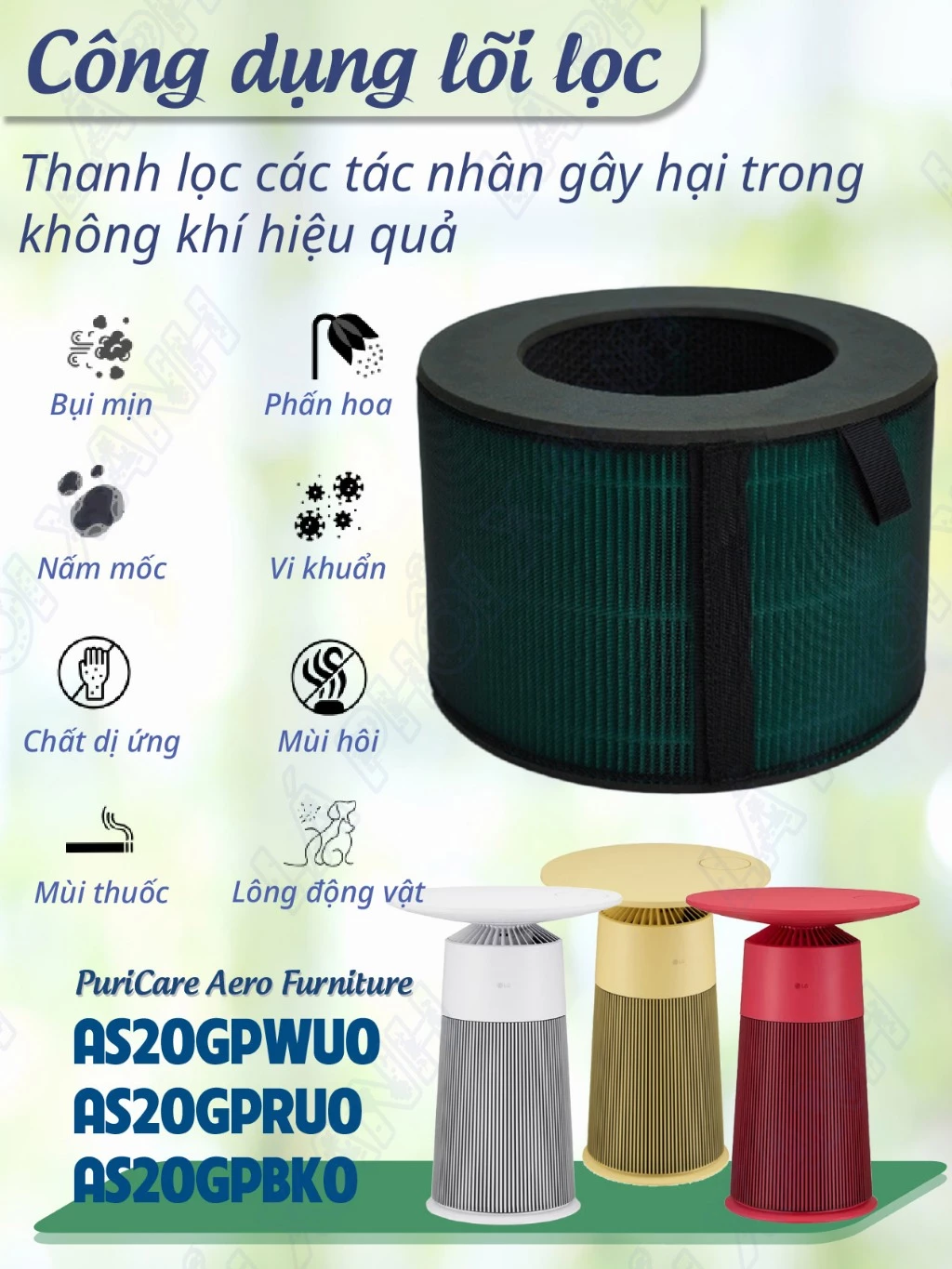 Lõi lọc tương thích máy LG PuriCare Aero Furniture, AS20GPWU0, AS20GPRU0, AS20GPBK0-Lõi lọc không khí thay thế AERO Seri - Ảnh 7
