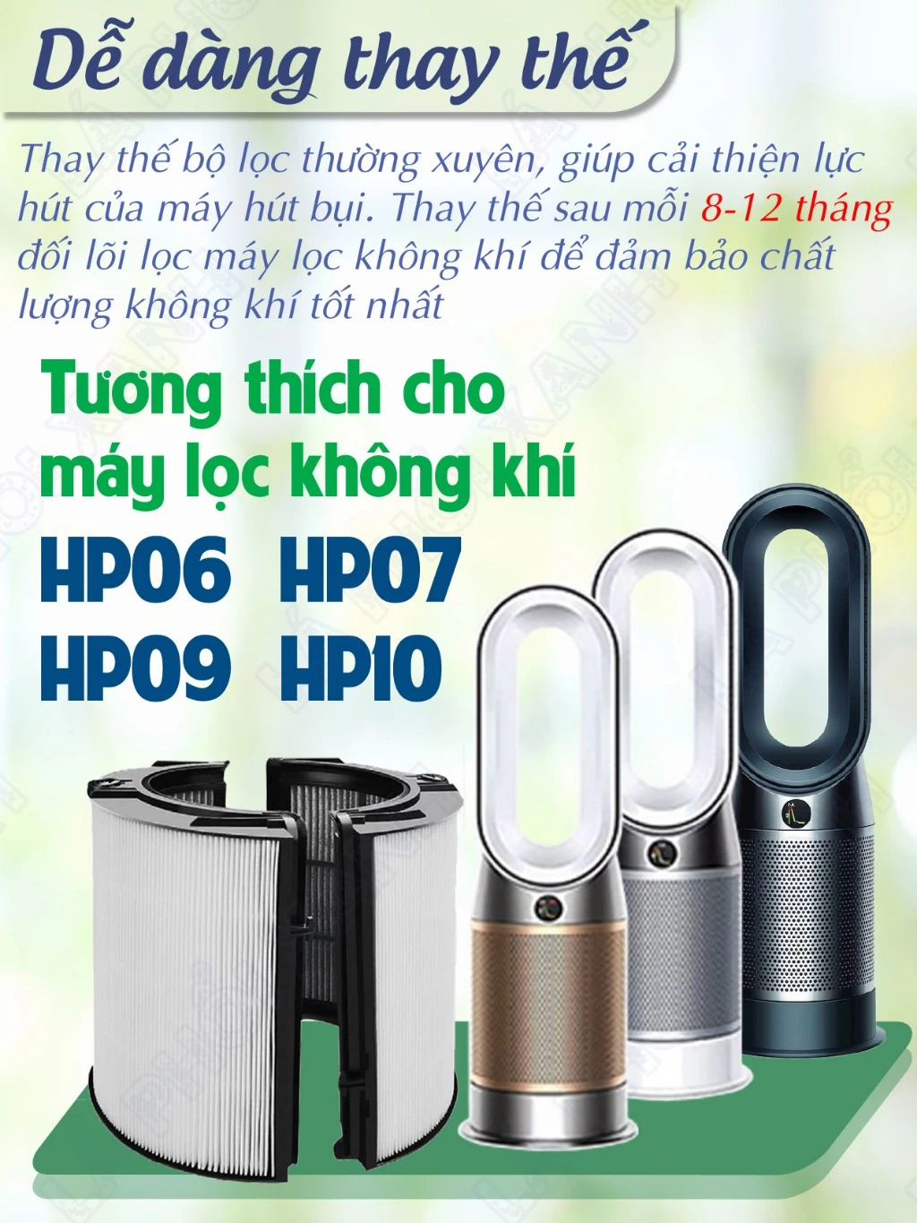 Lõi lọc tương thích cho quạt không cánh HP06 HP09 HP10 - Màng lọc không khí chất lượng cho quạt HP06 HP09 HP10 - Ảnh 6