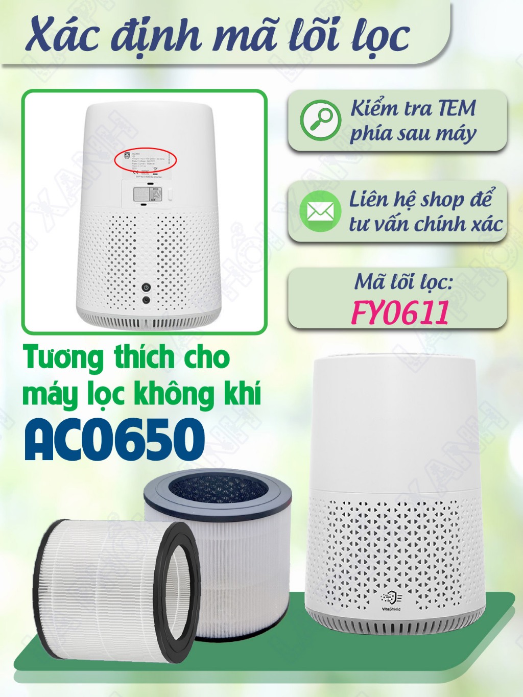 Lõi lọc không khí tương thích máy lọc AC0650 - Lõi lọc thay thế cho máy lọc không khí FY0611 - Ảnh 2