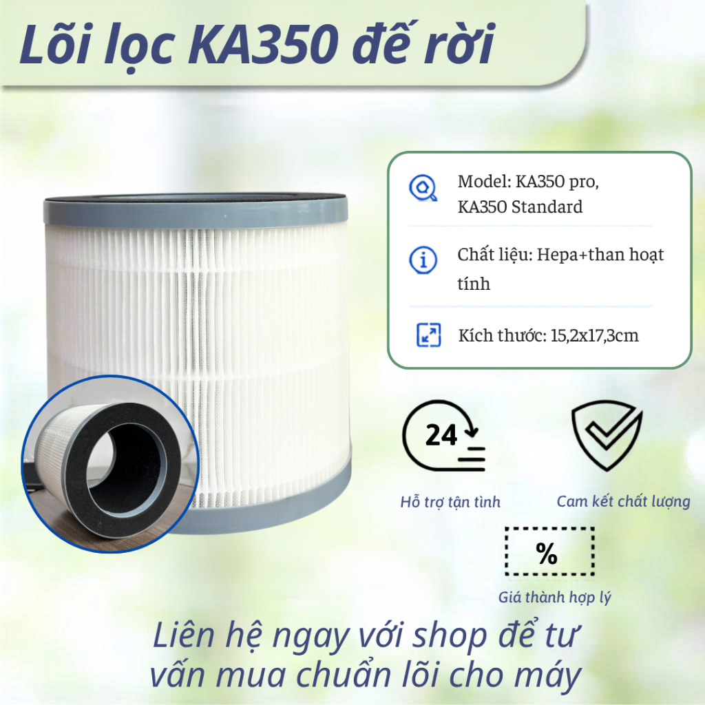 Lõi lọc không khí tương thích cho máy uvgreen KA150, KA350 Light, KA350 pro, KA350 Standard, KA800, KA600 - Ảnh 4